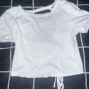 White Tie Back Cropped Tee